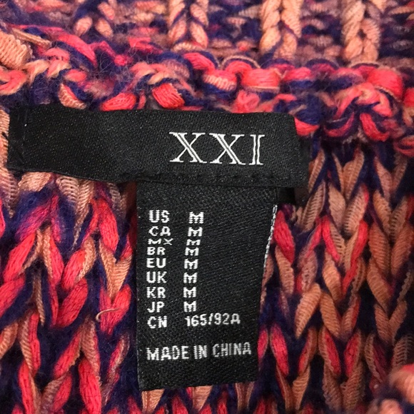 FOREVER 21 F21 Bright OVERSIZED Multi Colored VERY SOFT Knit Crew Sweater Sz M - Picture 5 of 6